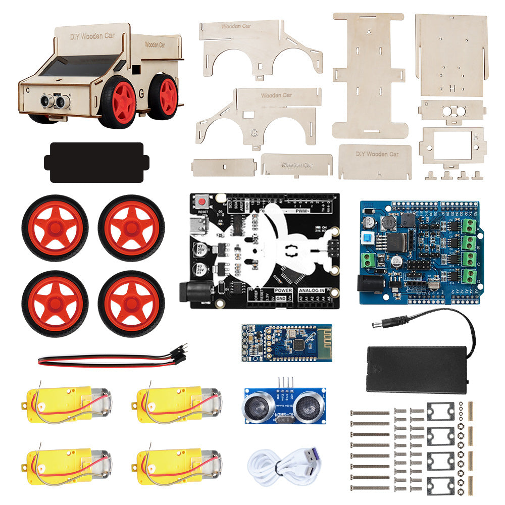 Tscinbuny ZYC0062 Smart Robot Car Kit with Wooden Chassis – High-Quality DIY Programmable Educational Robot for STEM Learning & Gift Projects