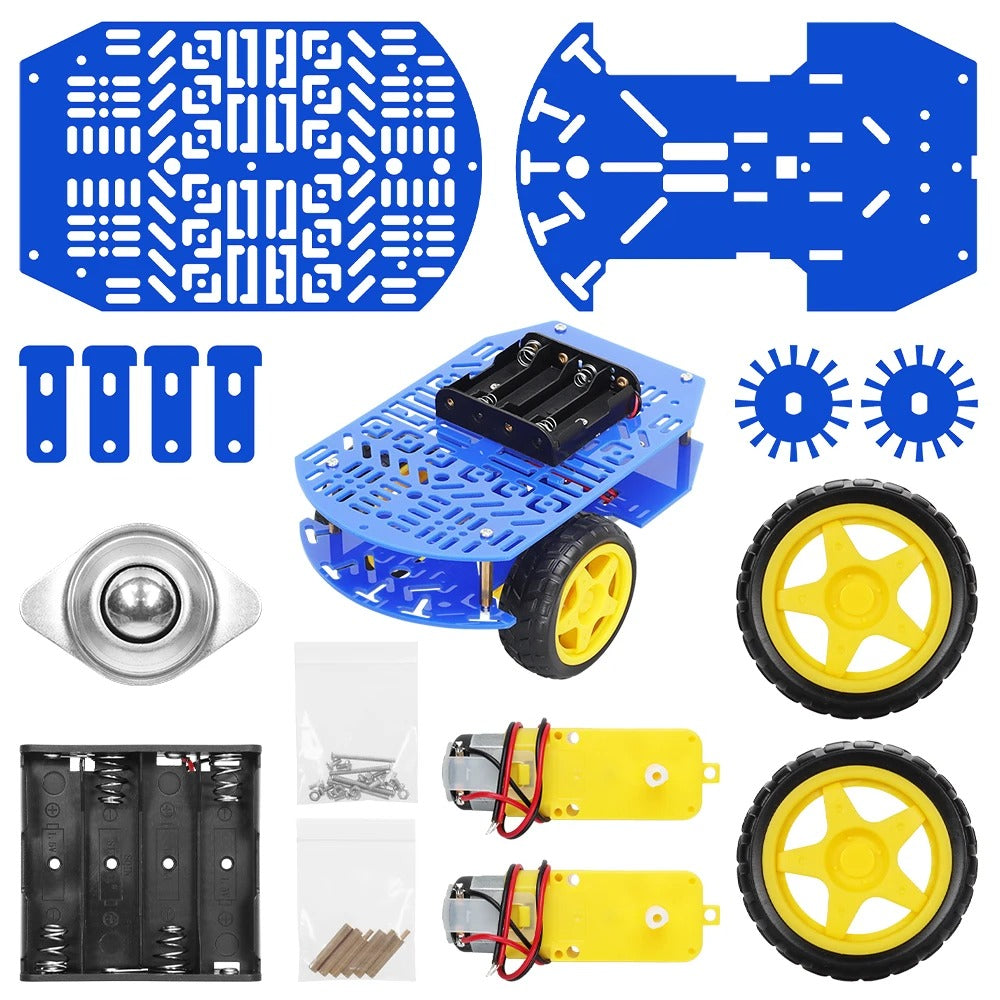 Tscinbuny ZYC0121 Smart Robot Car Kit with 2WD Acrylic Blue Chassis – DIY Accessories Set for Arduino Remote Control Car Projects