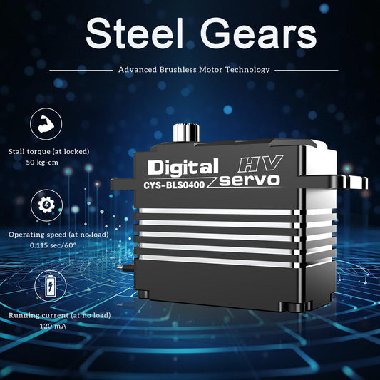 Large Torque  CYS-BLS0400 High Torque HV Digital DC Servo for RC Robot Models 50KG Load 0.19Sec Response Time Metal Case
