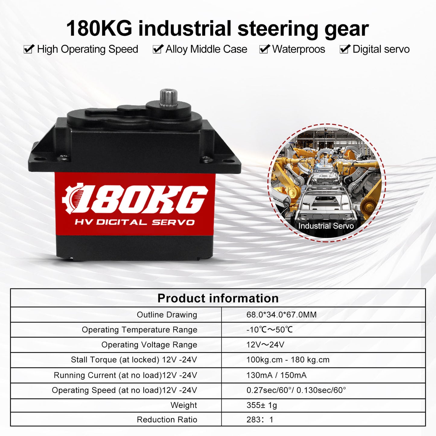 large torque CYS-BLS1800-01 100kg High-Torque Brushless Waterproof Steel Gear Battery-Powered RC Car Parts Hobby Toy Metal Motors RC Parts Accs