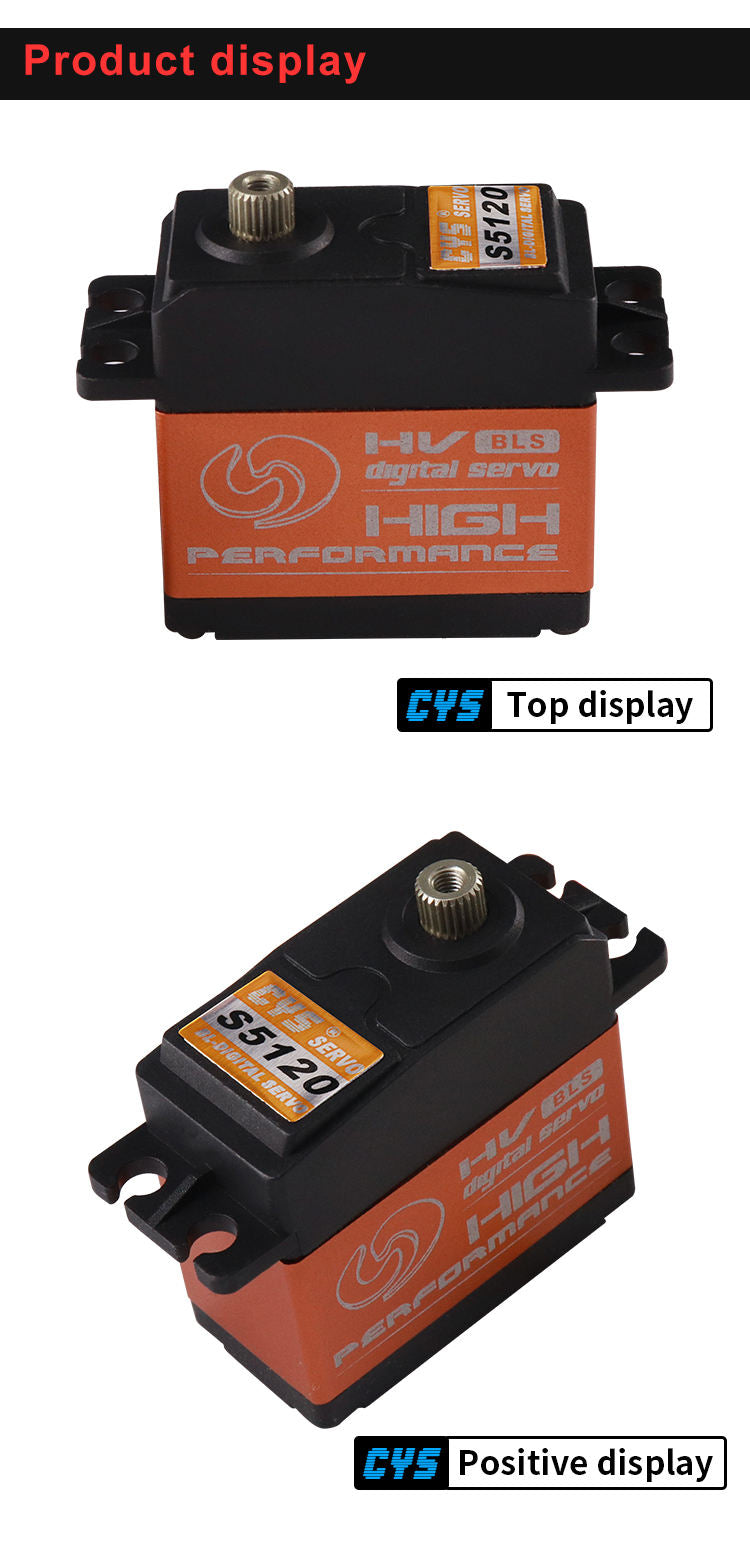 Helicopter Servo CYS-BLS5120-01 High-Torque 20Kg.cm Aluminum Waterproof HV Brushless RC Servo with 25T Steel Gear and 6mm Metal Parts