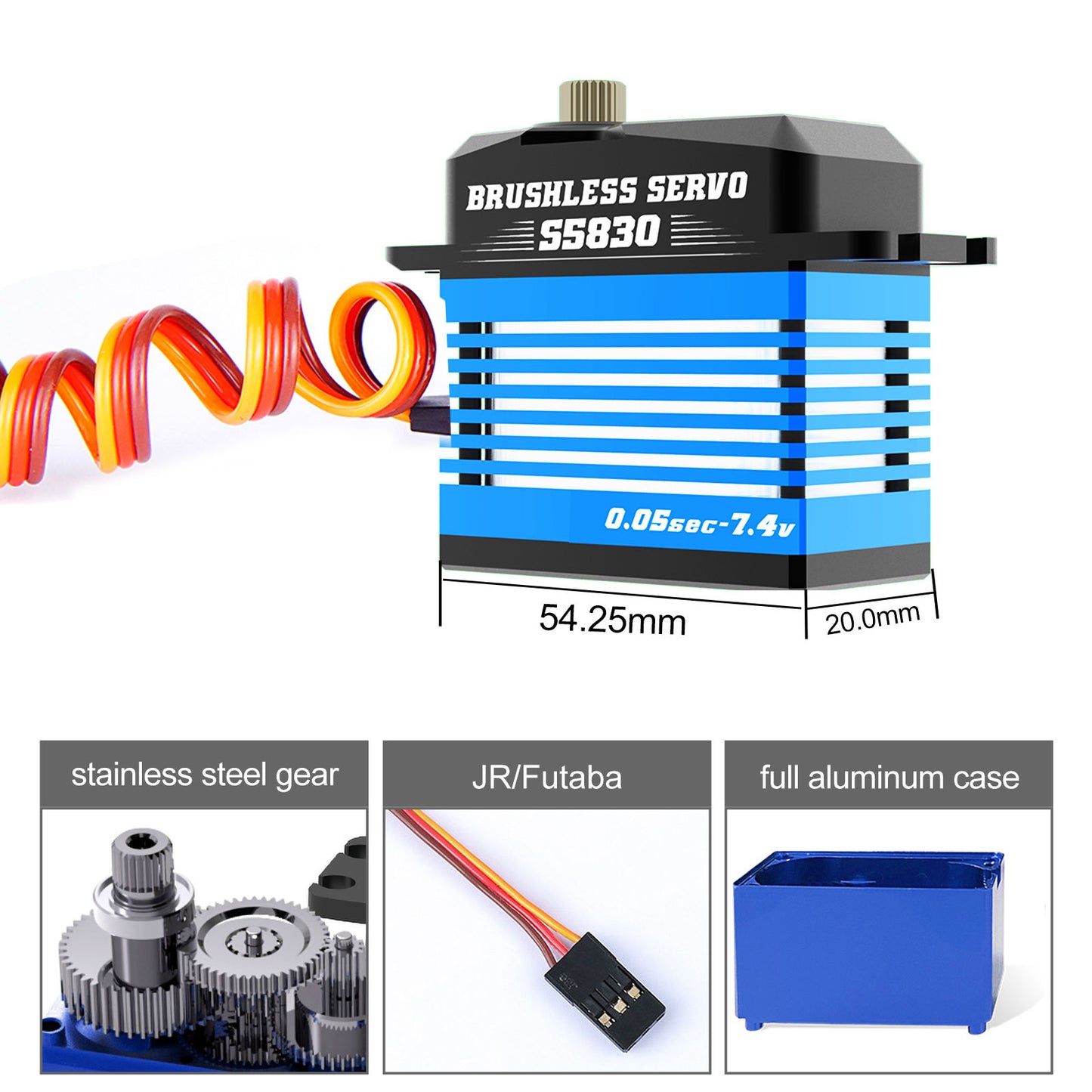 large torque CYS-BLS5830-03 30kg Hv High Torque Servo Metal Gear Brushless Motor Digital Servo for Rc 1/10 Car 750 Helicopter