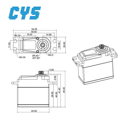 large torque CYS-BLS9125 Brushless Servo 25Kg CYS-BLS9125 1/10 Scale RC Car Steering/Throttle Servo Motor Metal Gear Servo