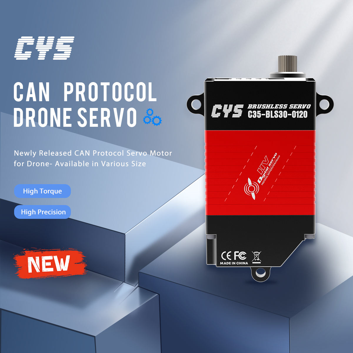 CAN bus high-torque servo CYS-C35 300KG Full Metal Case Brushless Motor Servo with CAN Protocol Waterproof Steel Gear Bus for Drones RC Parts & Accs