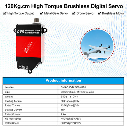 CAN bus high-torque servo CYS-C35 300KG Full Metal Case Brushless Motor Servo with CAN Protocol Waterproof Steel Gear Bus for Drones RC Parts & Accs