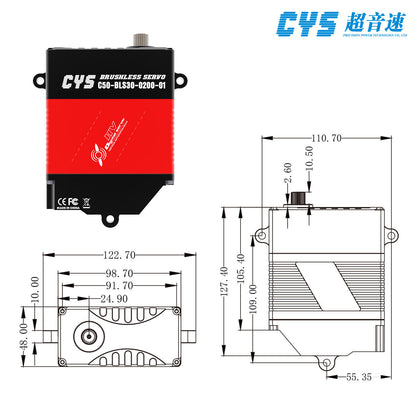 CAN bus high-torque servo CYS-C50 650KG Full Metal Case Brushless Motor Servo for Waterproof Steel Gear Bus Drones UAV Accs CAN Protocol