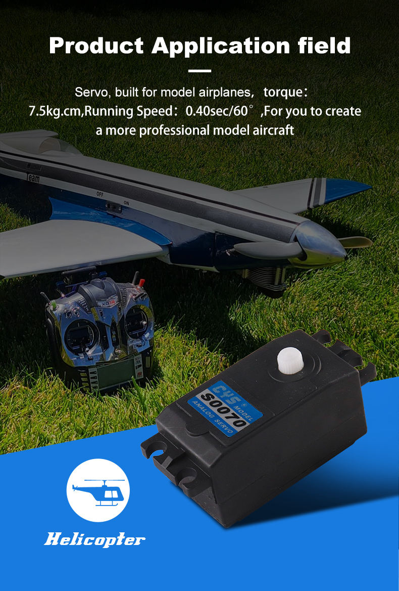 RC Car Servo CYS-S0070 China Manufacturer Sale Low Price High Speed 7.5kg Stall Torque Iron Core Low Profile Servo for Landing Gear Robots CYS-S0070
