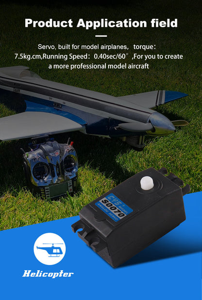 RC Car Servo CYS-S0070 China Manufacturer Sale Low Price High Speed 7.5kg Stall Torque Iron Core Low Profile Servo for Landing Gear Robots CYS-S0070