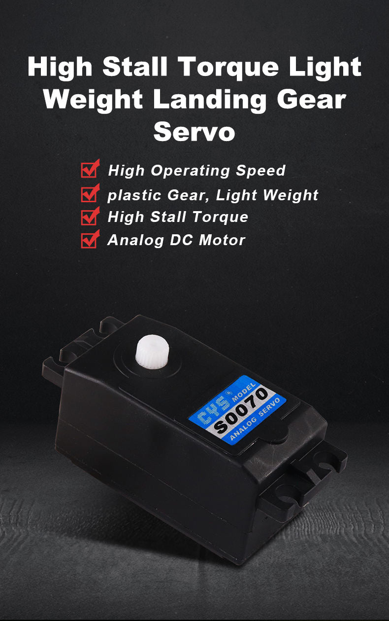 RC Car Servo CYS-S0070 China Manufacturer Sale Low Price High Speed 7.5kg Stall Torque Iron Core Low Profile Servo for Landing Gear Robots CYS-S0070