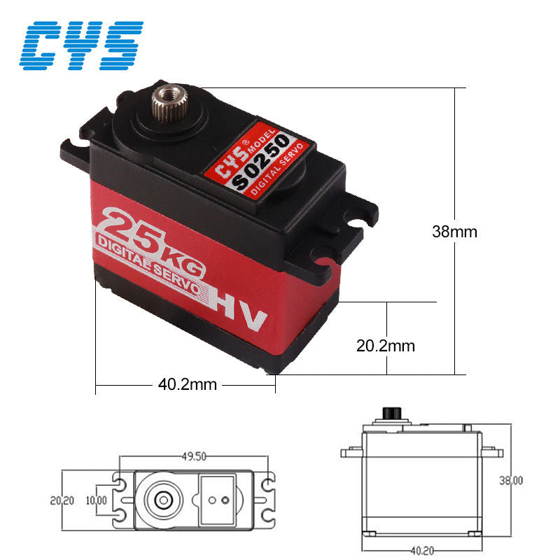 Micro Servo Used for remote control of cars, airplanes, digital servos, 25KG high torque alloy gears, waterproof robot toys