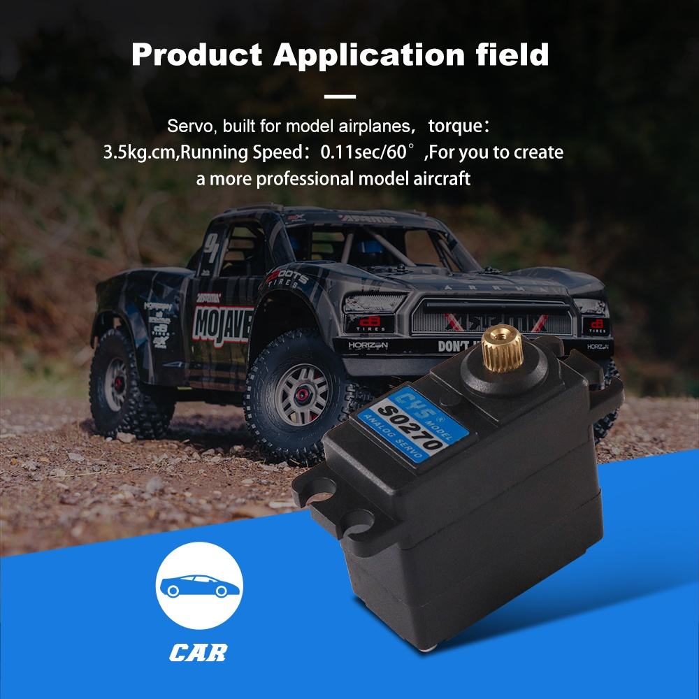 Micro Servo CYS-S0270 Unisex RC Micro Iron Core Robot Car with Metal Gear Servo 27g 3.5kg Torque Battery Connector CNC Case