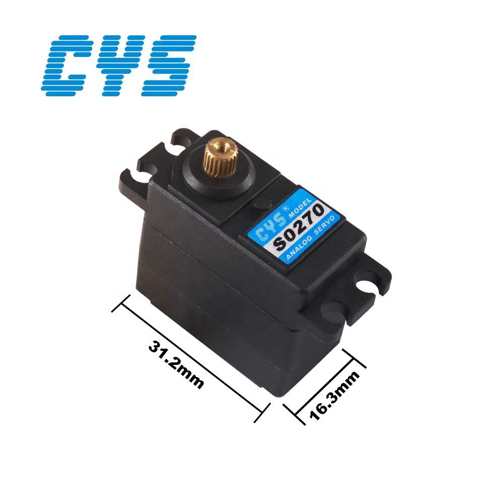 Micro Servo CYS-S0270 Unisex RC Micro Iron Core Robot Car with Metal Gear Servo 27g 3.5kg Torque Battery Connector CNC Case