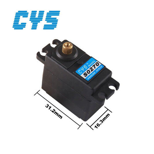 Micro Servo CYS-S0270 Unisex RC Micro Iron Core Robot Car with Metal Gear Servo 27g 3.5kg Torque Battery Connector CNC Case