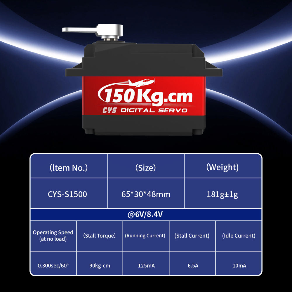 large torque r CYS-S1500-02 Unisex 150kg Torque HV Waterproof DC Motor Essential RC Boat Airplane Industrial Robot Radio Systems AC Accs-Plastic Material