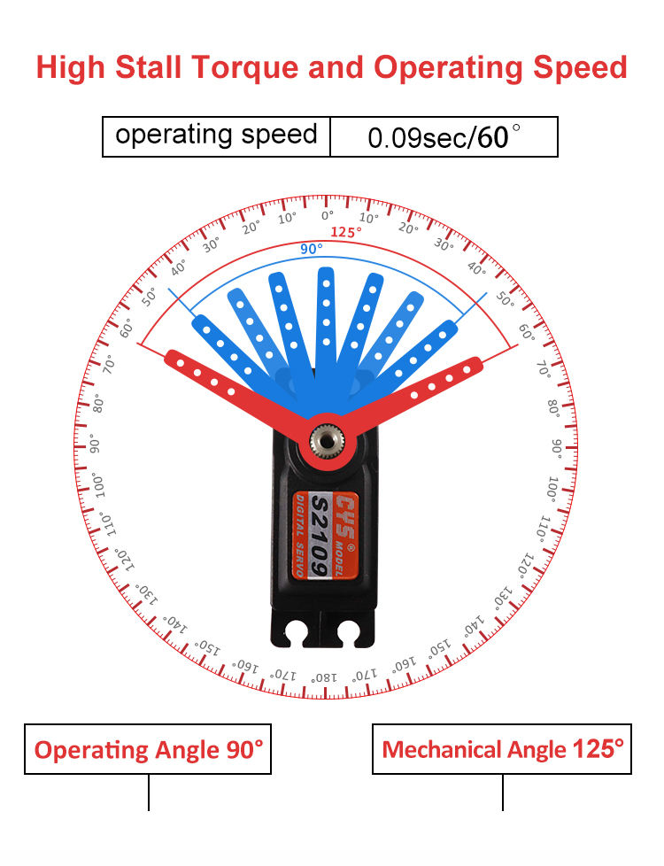 RC Car Servo CYS-S2109 Unisex SG90 Robot Toy 54g 10kg*cm Torque Servo Digital Drive RC Airplanes Drift Cars GPS Boat Ti Gear Metal Battery Connector PC