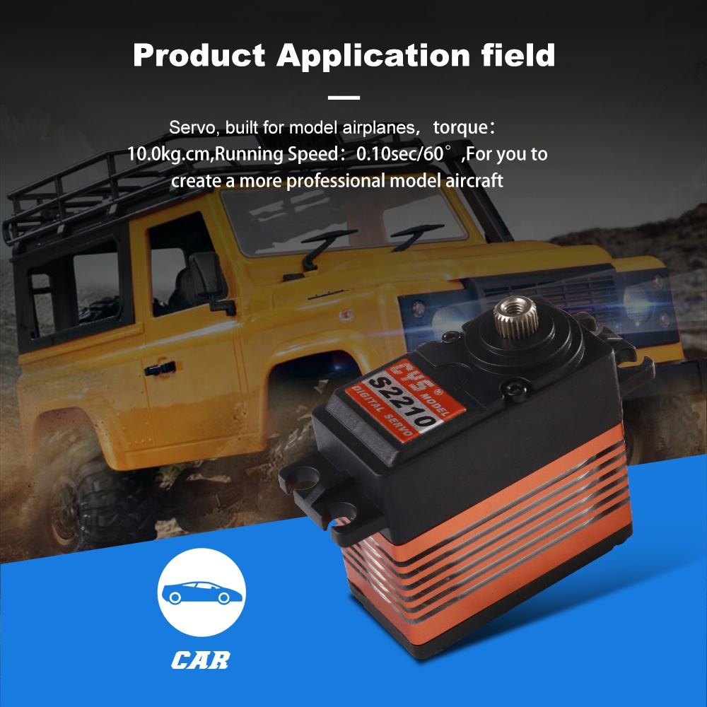 large torque CYS-S2210 Unisex Waterproof RC Boat Parts Coreless 60g-10kg Torque HV Digital Titanium Gear Standard Size Metal Plastic Toy for Unisex