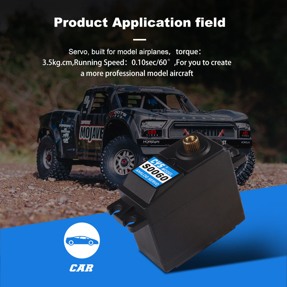 RC Car Servo CYS-S3003 Digital 1:10 Scale Waterproof Remote Control Servo Motors 7.4V 3.5kg*cm Torque Metal Gear Iron Core RC Cars Vehicle