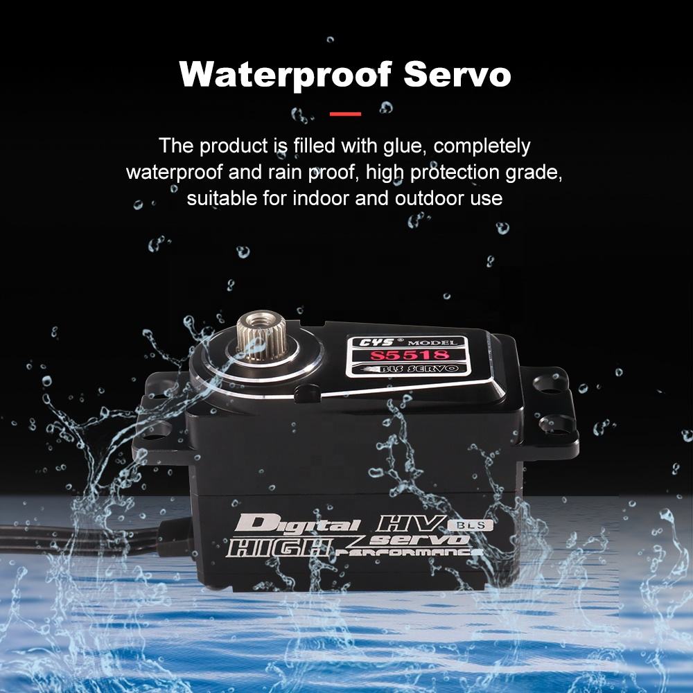 RC Car Servo CYS-S5518 Waterproof Brushless Servo Motor for RC Drift Car High Speed Low-Profile Titanium Gear Brushless Motor for Boat Use