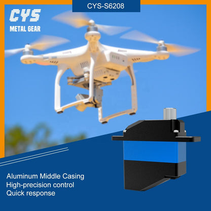 Micro Servo CYS-S6208 Digital GPS 5g/7kg Mini Super Light 4mm Metal Gear Accessory 14±1g Coreless Servo for RC Boats Helicopters