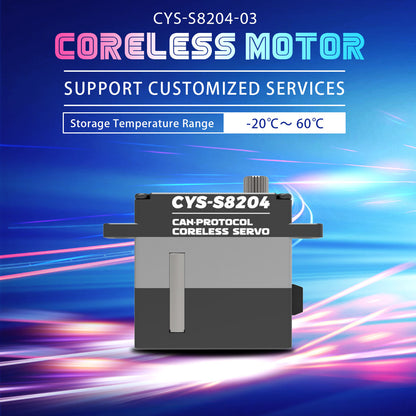 CAN bus high-torque servo CYS-8204-03 10kg Full Metal Case Coreless Digital Servo Wing Motor 25t Can Protocol for RC Airplane Boat Parts Accessories