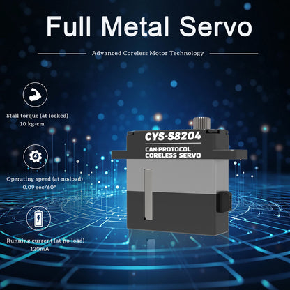 Helicopter Servo CYS-S8204-06 Can Protocol 28g 10kg Torque Coreless Metal Gear Digital Servo for Drone and RC Plane
