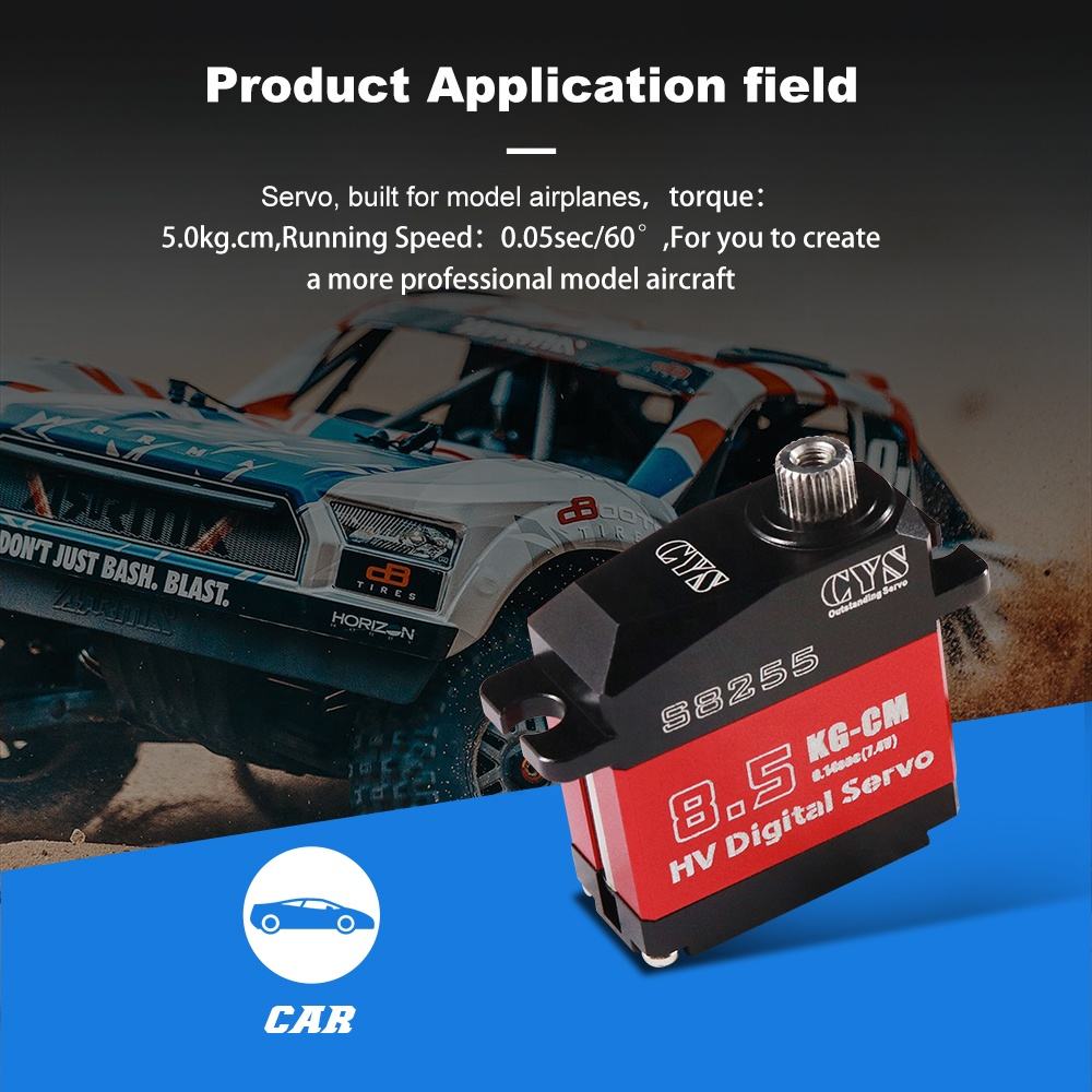 Helicopter Servo CYS-S8255 Full Aluminum Micro Fixed Wing RC Car Model Coreless Digital Servo 8.5kg Torque High Battery-Powered RC Parts Accs