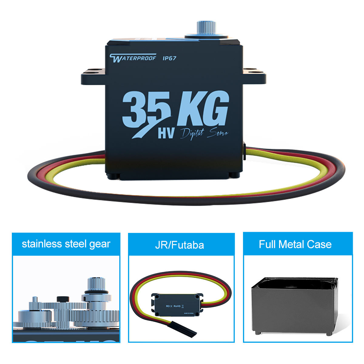 large torque CYS-W0350 35KG Full Metal Case Iron Core Motor Servo for RC Boat Car Waterproof Servos Hobby Steel for Airplane RC Parts Accs"