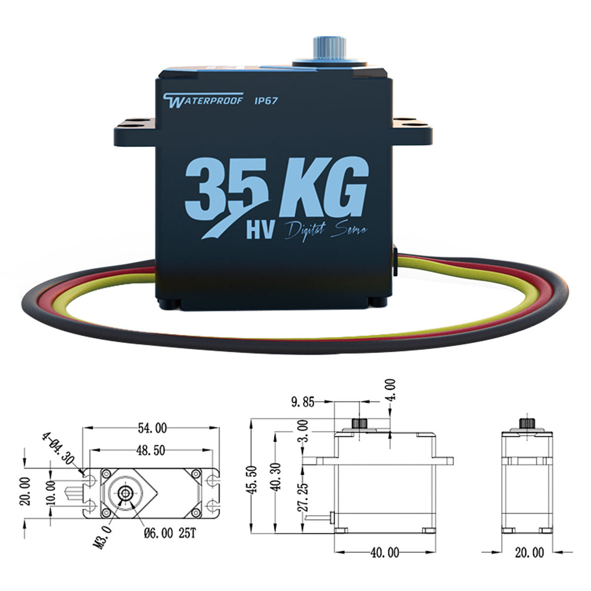 large torque CYS-W0350 35KG Full Metal Case Iron Core Motor Servo for RC Boat Car Waterproof Servos Hobby Steel for Airplane RC Parts Accs"