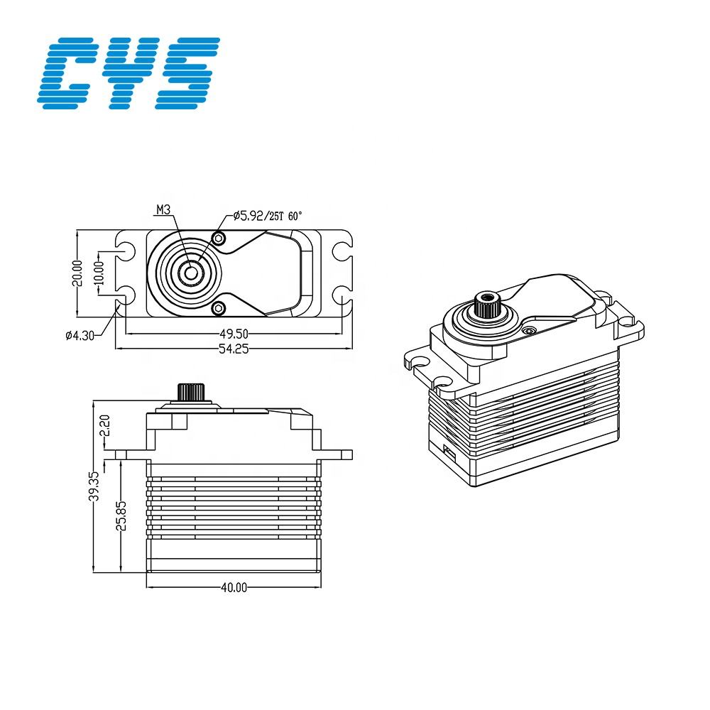 large torque H-BLS-5808-01 6KG 0.024sec High Speed Standard Full Metal Brushless Servo with Steel Gear for RC 700 Helicopter