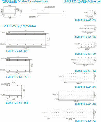Ticbel High-Performance LMKT125-61 Series Iron Core Linear Motor with 384N Thrust