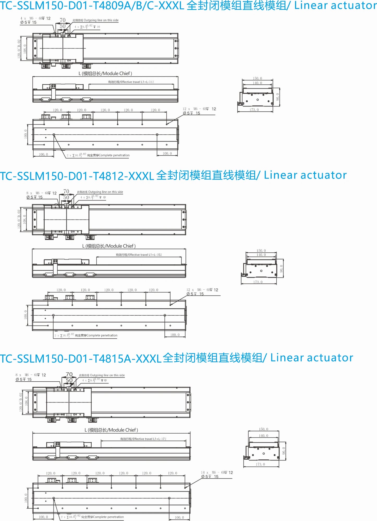 Ticbel TC-SSLM150 fully enclosed linear module