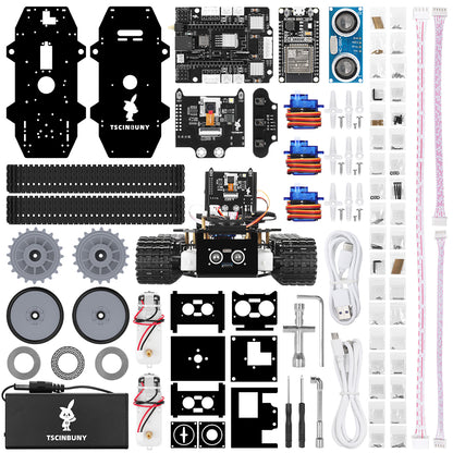 Tscinbuny WWX0001 Smart Robot Car Kit with 4WD Electronic Chassis – DIY Manufacturing Tool Kit with Battery Box for Arduino Projects