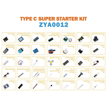 Tscinbuny ZYA0012 Starter Kit – Basic DIY Electronics Project Set with Sensors & Step-by-Step PDF Tutorial for Arduino Programming