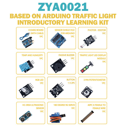 Tscinbuny ZYA0021 Starter Kit – DIY Traffic Light Learning Set with Electronic Components for Arduino STEM Education Projects