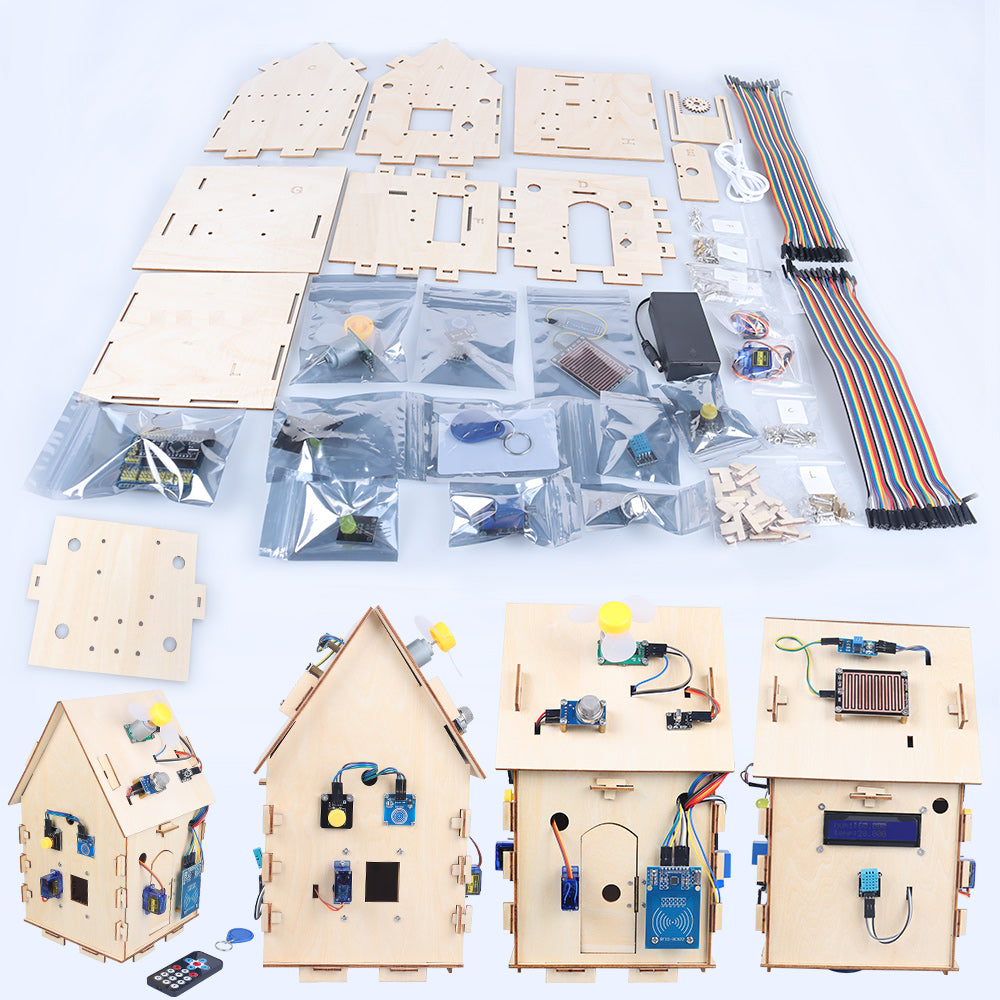 Tscinbuny ZYA0030 Starter Kit with IoT Smart Home Sensors – DIY Wooden House Open-Source C/C++ Educational Kit for Arduino STEM Learning