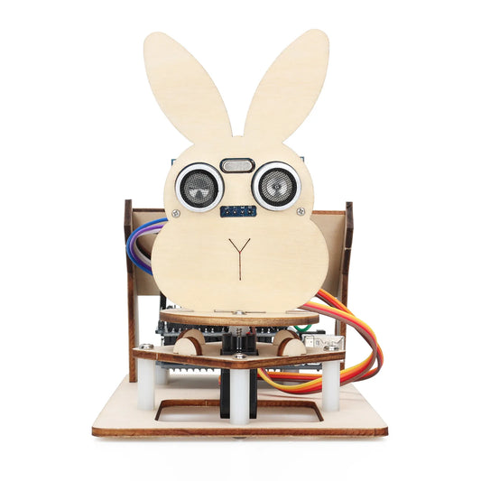 Tscinbuny ZYA0194 Starter Kit with Ultrasonic Radar & LCD Display – DIY Wooden Programmable STEM Robot Kit for School Education