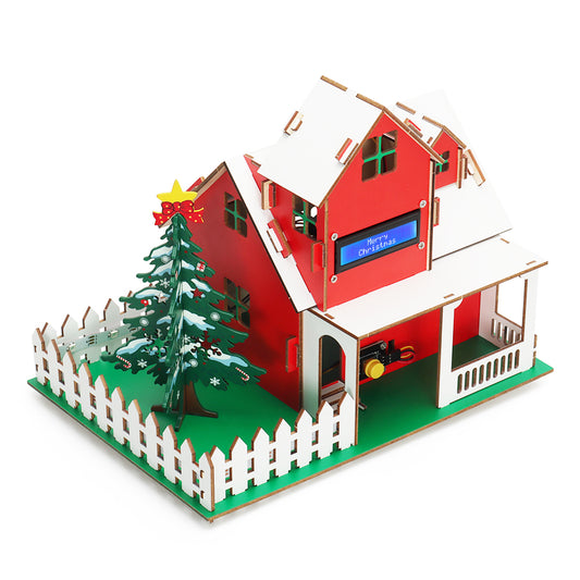 Tscinbuny ZYA0210 Christmas Starter Kit – DIY Wooden Smart Christmas House with LED Lights & Arduino-Compatible Programming for STEM Education and Gifts