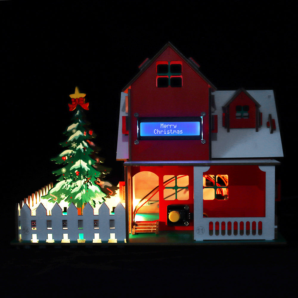 Tscinbuny ZYA0210 Christmas Starter Kit – DIY Wooden Smart Christmas House with LED Lights & Arduino-Compatible Programming for STEM Education and Gifts