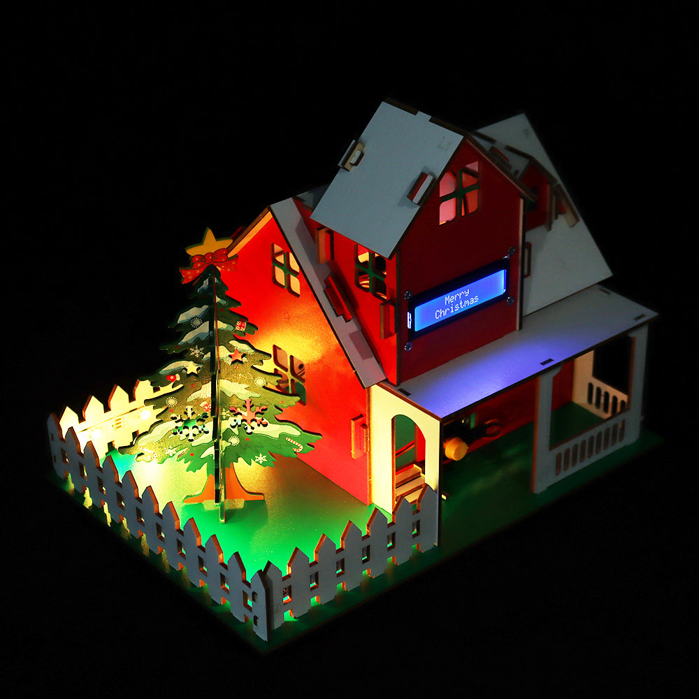 Tscinbuny ZYA0210 Christmas Starter Kit – DIY Wooden Smart Christmas House with LED Lights & Arduino-Compatible Programming for STEM Education and Gifts