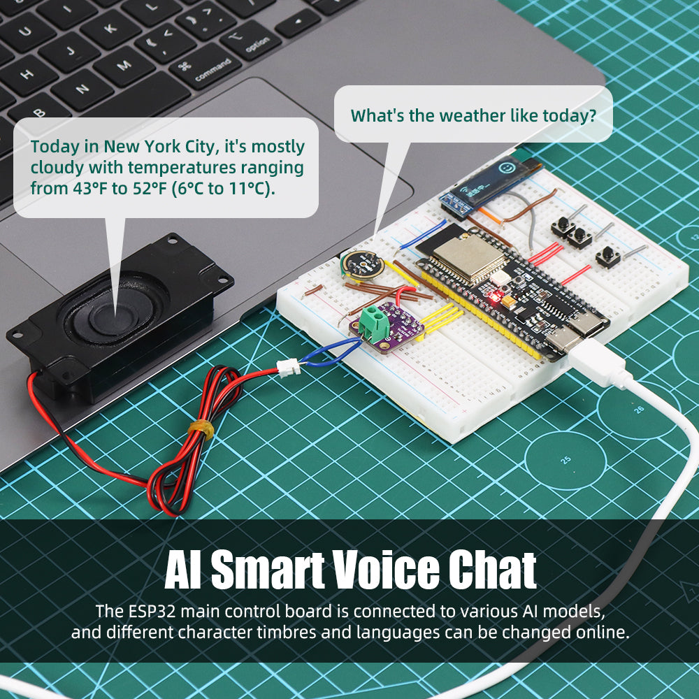 Tscinbuny ZYA0237 Starter Kit with ESP32-S3 Development Board – AI Intelligent Voice Chatbot Educational Kit for Programming & STEM Learning
