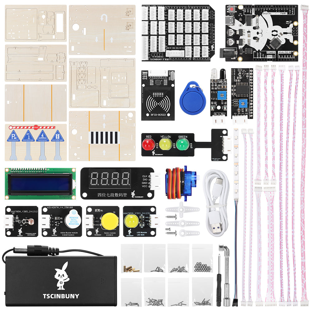 Tscinbuny ZYA0238 Starter Kit for Smart Transport & Smart Home – ESP32 STEM Educational Robotics Solution for Schools & Makers