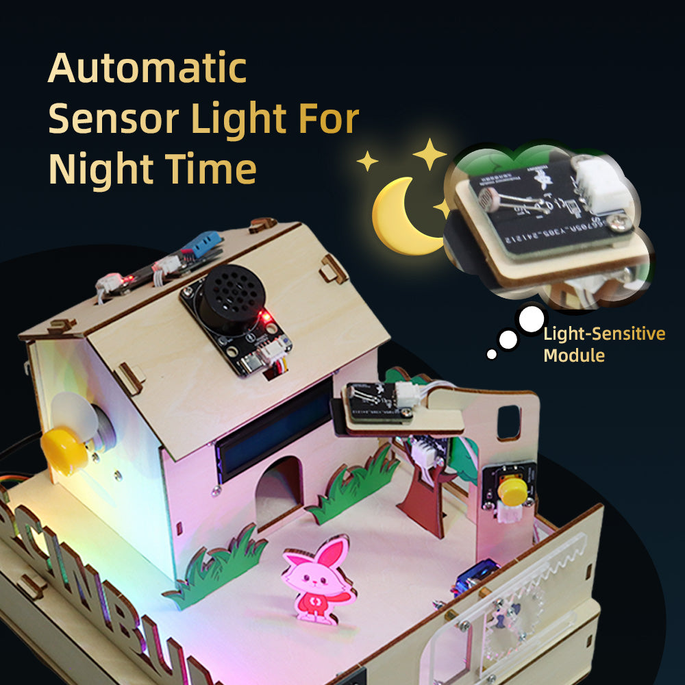 Tscinbuny ZYA0239 Starter Kit with Wooden IoT Voice Control Modules – DIY Smart STEM Educational Robotics Set for Arduino Learning