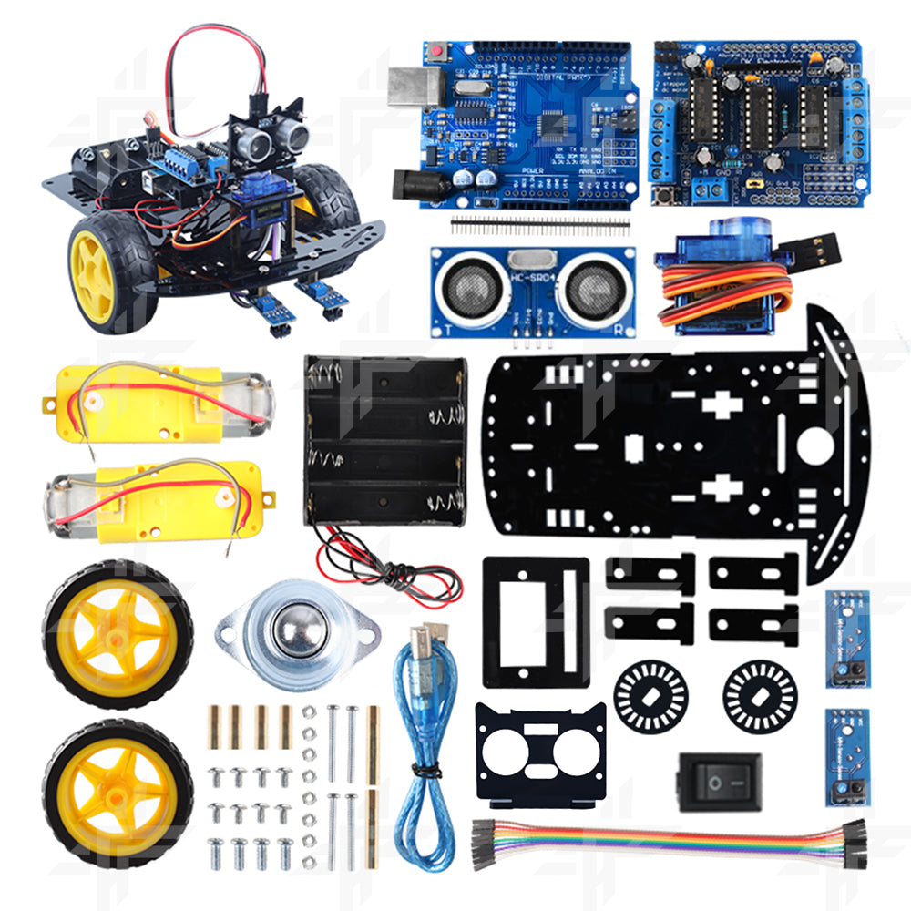 Tscinbuny ZYC0002 Smart Robot Car Kit with 2WD Drive System – Multi-Function Ultrasonic Obstacle Avoidance & Line Tracking Robot for Arduino Education