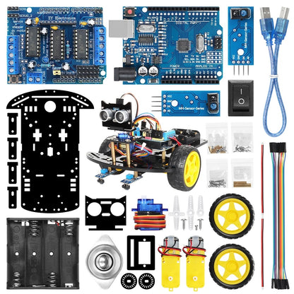 Tscinbuny ZYC0002 Smart Robot Car Kit with 2WD Drive System – Multi-Function Ultrasonic Obstacle Avoidance & Line Tracking Robot for Arduino Education