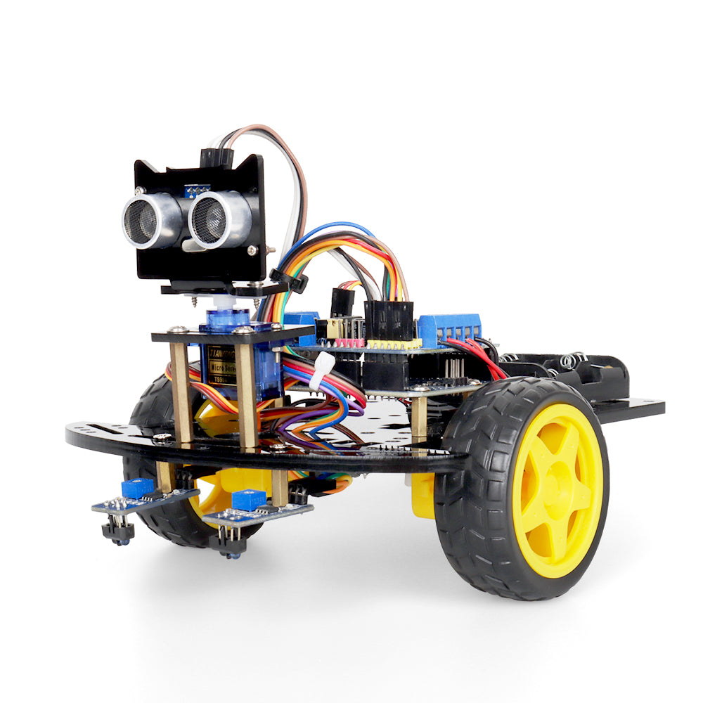 Tscinbuny ZYC0002 Smart Robot Car Kit with 2WD Drive System – Multi-Function Ultrasonic Obstacle Avoidance & Line Tracking Robot for Arduino Education