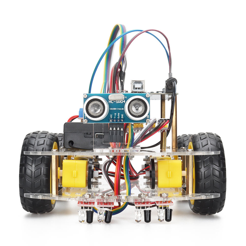 Tscinbuny ZYC0041 Smart Robot Car Kit with 4-Way Line Tracking & Obstacle Avoidance – Automation & Electronics Robotics Project for Arduino Programming