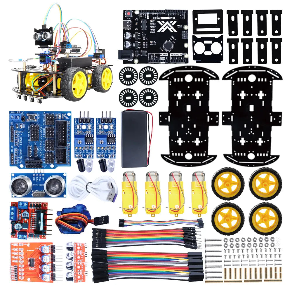 Tscinbuny ZYC0043 Smart Robot Car Kit with 4WD Drive System – DIY C/C++ Programmable STEM Educational Robot for School & Maker Projects