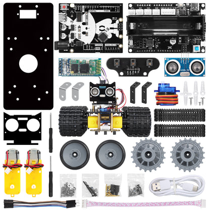 Tscinbuny ZYC0053 Smart Robot Car Kit with Crawler Tank Chassis – C++ Programmable 328 Microcontroller Robotics Starter Kit for Education Projects