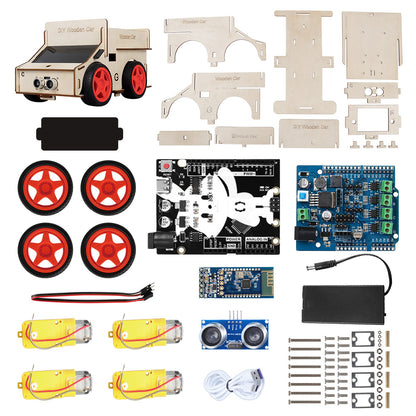 Tscinbuny ZYC0062 Smart Robot Car Kit with Wooden Chassis – High-Quality DIY Programmable Educational Robot for STEM Learning & Gift Projects