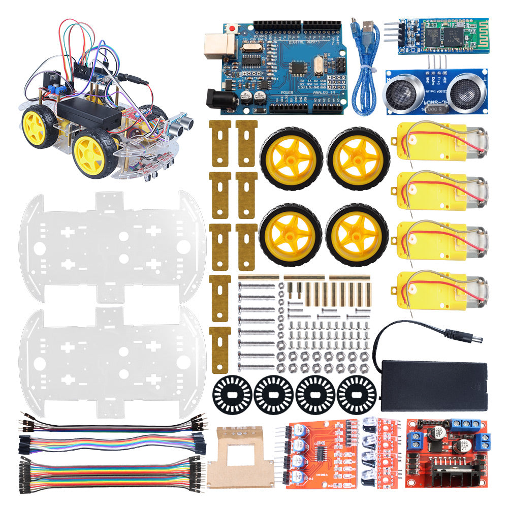 Tscinbuny ZYC0063 Smart Robot Car Kit with 4WD Wireless Control – DIY C/C++ Programmable Robotics Starter Kit for STEM Education & ArduIDE Learning